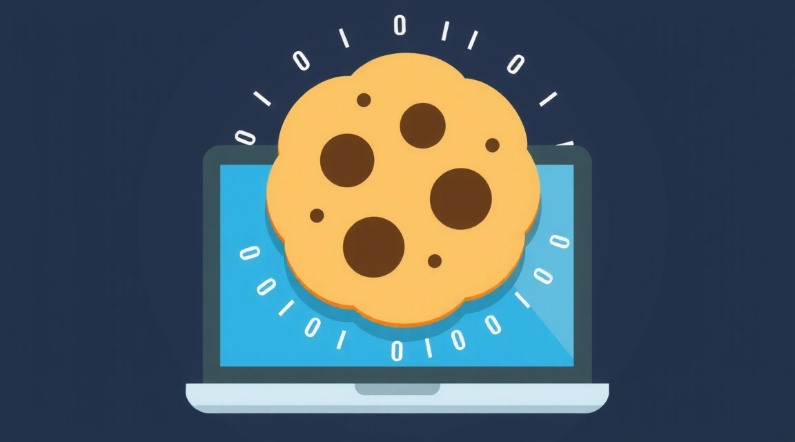 Ilustración de una galleta digital representando una cookie en un navegador web