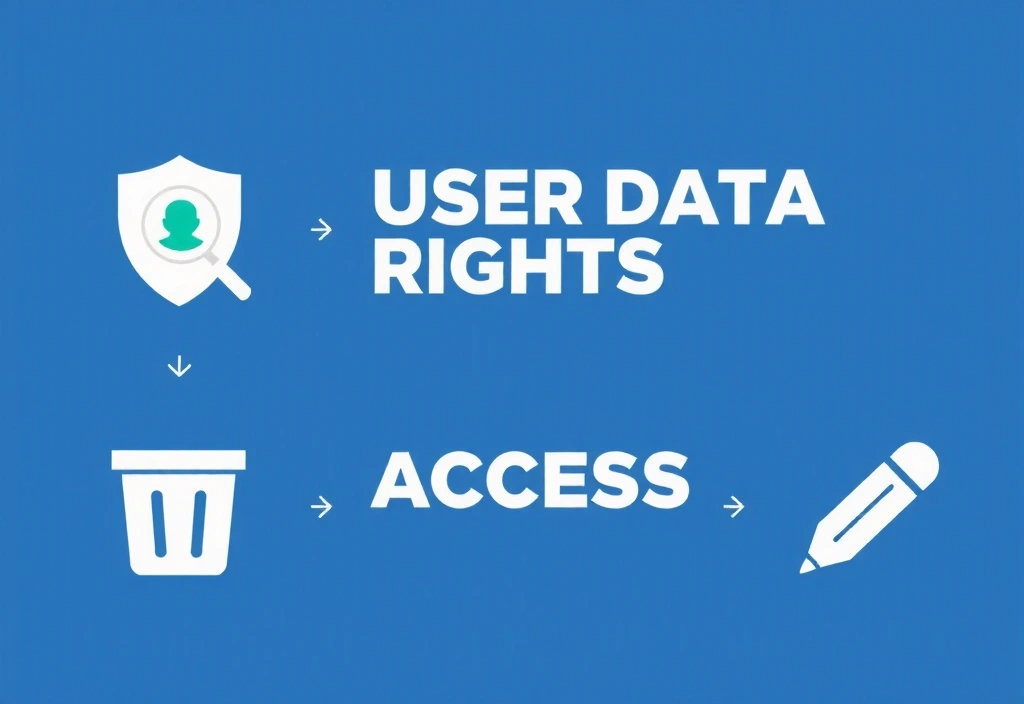 Icono de derechos de usuario con símbolos de privacidad, acceso, eliminación y rectificación