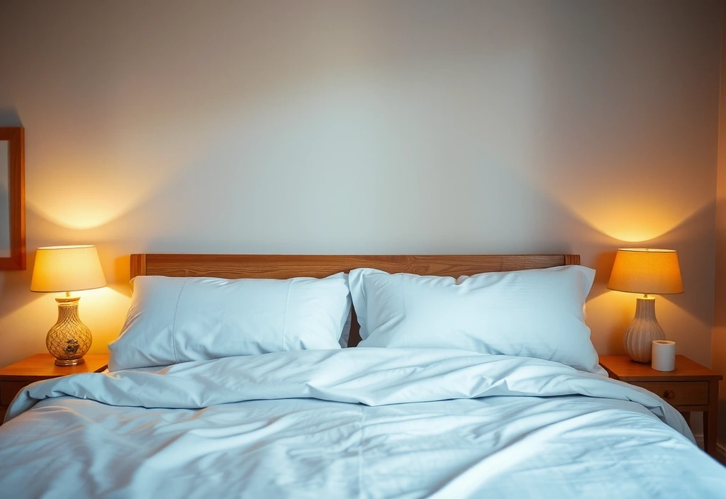 Dormitorio acogedor con luz tenue, invitando al sueño reparador.